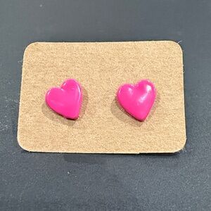Pink Heart Stud Earrings